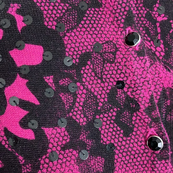 New Directions Women’s Button Front Sweater, Size M, Pink/Black - Picture 3 of 3